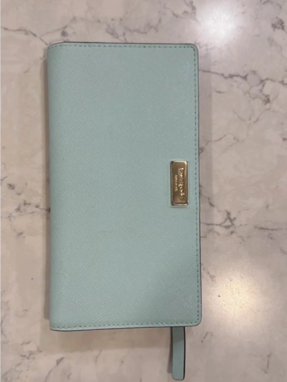 kate spade mint blue Saffiano Leather Continental Wallet